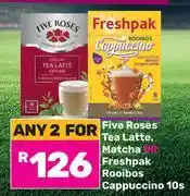 Game Five Roses Tea Latte, Matcha Or Freshpak Rooibos Cappuccino-For Any 2 x 10s offer