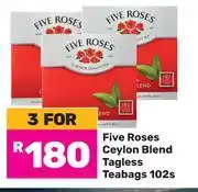 Game Five Roses Ceylon Blend Tagless Teabags-For 3 x 102s offer