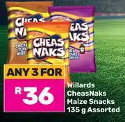 Game Willards CheasNaks Maize Snacks Assorted-For Any 3 x 135g offer
