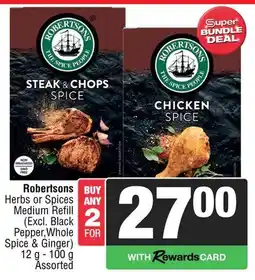 Spar Robertsons Herbs or Spices Medium Refill Assorted offer
