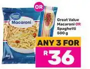Game Great Value Macaroni Or Spaghetti-For 3 x 500g offer