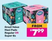 Game Great Value Maxi Pads Regular Or Super (Priced From)-8s offer