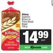 Spar Albany Superior Brown Or Thick Sliced Bread-700g offer