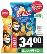 Spar Simba Potato Chips Assorted-For 2 x 120g offer