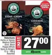 Spar Robertsons Herbs Or Spices Medium Refill Assorted-For 2 x 12g-100g offer