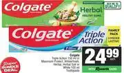 Spar Colgate Triple Action 150ml Or Maximum Protect, Winterfresh, Herbal, Herbal Salt Or White 100ml Toot offer