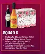 Spar Tops Durbanville Hills 750ml+Robertson Winery Mimosa 750ml+Annabelle Cuvee Sparkling Cans 6x250ml offer