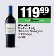 Spar Tops Warwick The First Lady Cabernet Sauvignon Or Pinotage-750ml offer