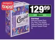 Spar Tops Carnival NL Sweet Red,Dry Red,White,NL Sweet White Or NL Sweet Rose-3L offer