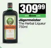 Spar Tops Jagermeister The Herbal Liqueur-750ml offer
