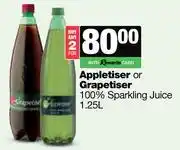 Spar Tops Appletiser Or Grapetiser 100% Sparkling Juice-For 2 x 1.25L offer