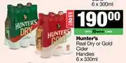 Spar Tops Hunter's Real Dry Or Gold Cider Handies-For 2 x 6 x 330ml offer