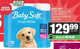 Spar Baby Soft Toilet Tissues 2 ply Fresh White or Supreme Quilts Assorted offer