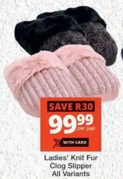 MediRite Ladies' Knit Fur Clog Slipper All Variants offer