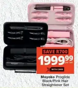 MediRite Moyoko Proglide Black/ Pink Hair Straightener Set offer