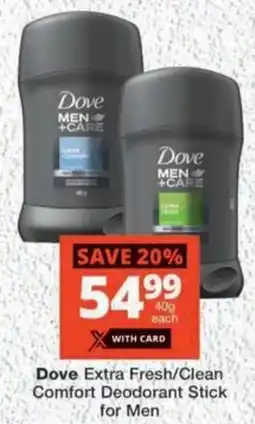 MediRite Dove Extra Fresh/ Clean Comfort Deodorant Stick for Men offer