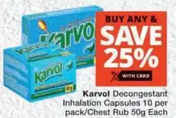 MediRite Karvol Decongestant Inhalation Capsules/ Chest Rub offer