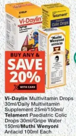 MediRite Vi-Daylin Multivitamin Drops/ Daily Multivitamin Supplement/ Telament Paediatric Colic/ Gripe Water/ Muthi Wenyoni Antacid offer