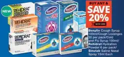 MediRite Benylin Cough Syrup/ Cough Lozenges/ Cold and Flu Syrup/ Rehidrat Hydration Powder/ Sinutab Saline Nasal Spray offer