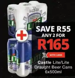 Checkers Castle Lite/ Lite Draught Beer Cans offer