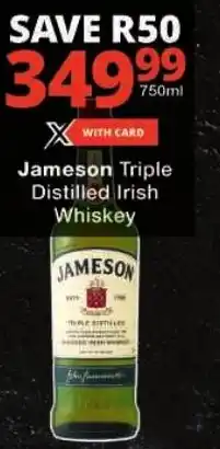 Checkers Jameson Triple Distilled Irish Whiskey offer