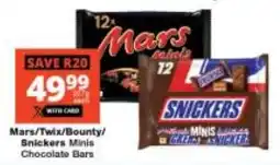 Checkers Mars/ Twix/ Bounty/ Snickers Minis Chocolate Bars offer