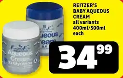 Usave Reitzer's baby aqueous cream offer
