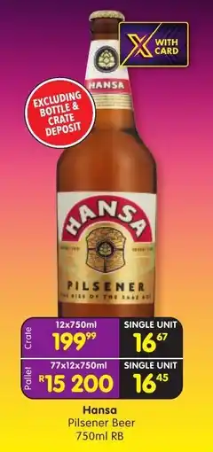 Shoprite Liquor Hansa Pilsener Beer RB offer