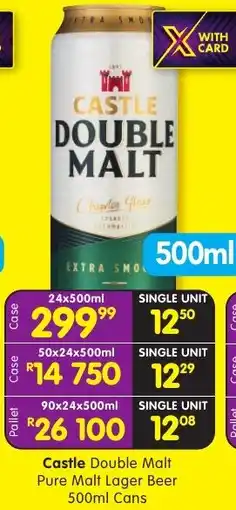 Shoprite Liquor Castle Double Malt Pure Malt Lager Beer Cans offer