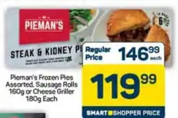 Pick n Pay Pieman's Frozen Pies Assorted, Sausage Rolls or Cheese Griller offer
