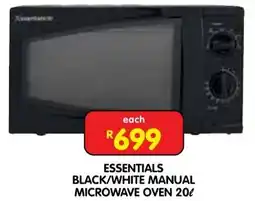 Shoprite Essentials black/ white manual microwave oven offer