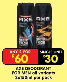 Shoprite Axe deodorant for men offer