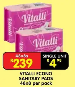 Shoprite Vitalli econo sanitary pads offer