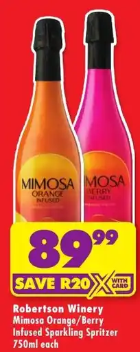 Shoprite Liquor Robertson Winery Mimosa Orange/ Berry Infused Sparkling Spritzer offer