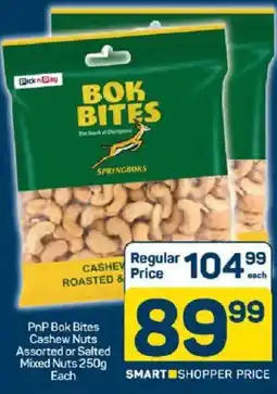 Pick n Pay PnP Bok Bites Cashew Nuts Assorted or Salted Mixed Nuts offer
