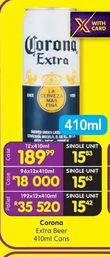 Shoprite CORONA EXTRA BEER 410ml cans offer