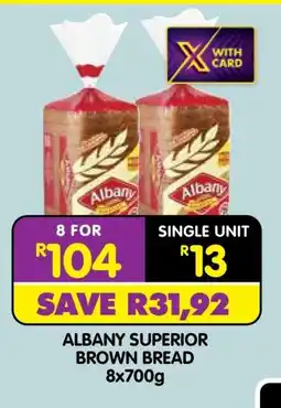 Shoprite ALBANY SUPERIOR BROWN BREAD 8x700g offer