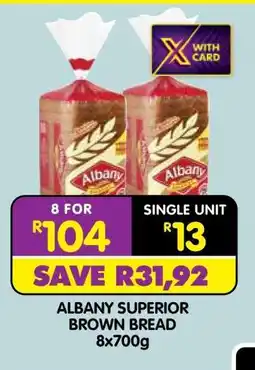 Shoprite ALBANY SUPERIOR BROWN BREAD 8x700g offer