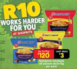 Shoprite FASTMOVE NOODLES all variants 8x5x70g per pack offer
