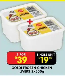 Shoprite GOLDI FROZEN CHICKEN LIVERS 2x500g offer