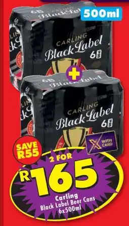 Shoprite Carling Black Label Beer Cans 6x500ml offer