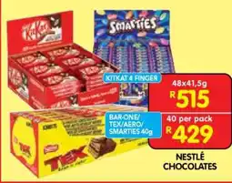 Shoprite BAR-ONE/TEX/AERO/SMARTIES 40g offer