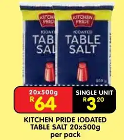 Shoprite KITCHEN PRIDE IODATED TABLE SALT 20x500g offer