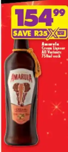 Shoprite AMARULA CREAM LIQUEUR all variants 750ml each offer