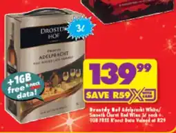 Shoprite Drostdy Hof Adelpracht White/Smooth Claret Red Wine 3L offer