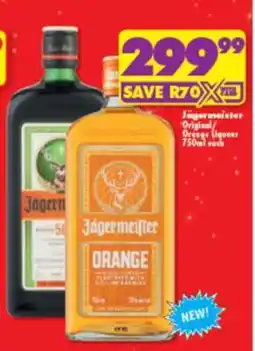 Shoprite JÄGERMEISTER ORIGINAL/ORANGE LIQUEUR 750ml each offer