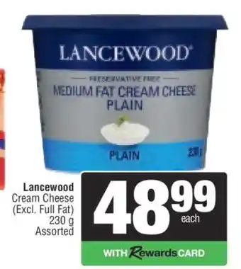 Spar Lancewood Cream Cheese offer