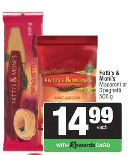 Spar Fatti's & Moni's Macaroni or Spaghetti offer