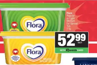 Flora Regular or Light Medium Fat Spread Tub