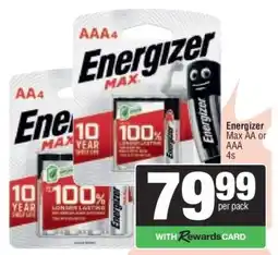 Spar Energizer Max AA or AAA 4s offer